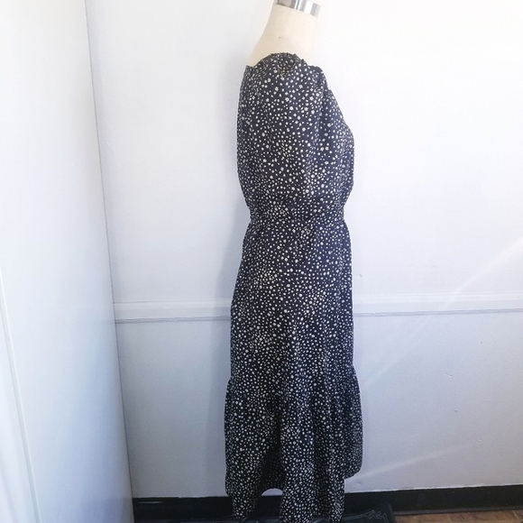 Levi's | Black Floral Midi Flare Dress M - Picture 3 of 15